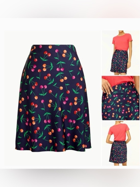 J. Crew Dresses & Skirts - J. Crew Navy A-Line Skirt with Pink and Orange Cherry Print